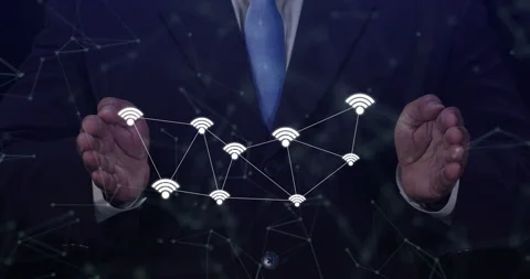 Wireless smart sensor icon on Smart city, connecting WIFI icon Video stock 169373599