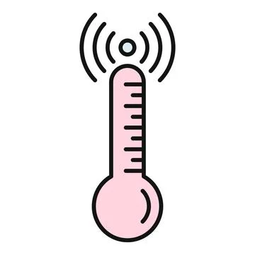 Wireless smart thermometer sending temperature signal monitoring heat Ilustración de archivo