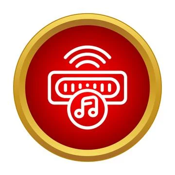 Wireless speaker emitting music notes icon design Stock Illustration