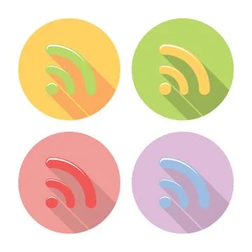 Wireless Spot Flat Icons Set Stock Illustration