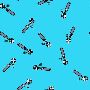 Wireless stethoscope health tech vector seamless pattern Illustrazione stock
