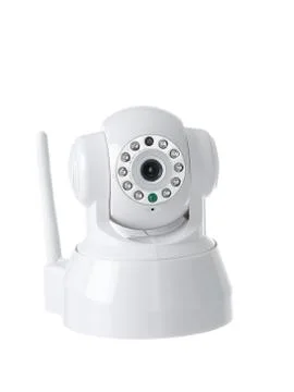 Wireless surveillance camera isolated on white background Stock Photos