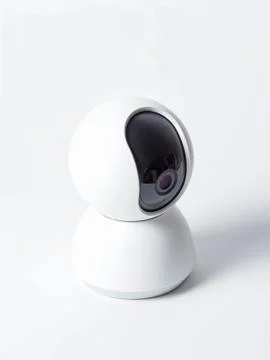 Wireless surveillance camera isolated on white background, a Concept of a hom Stock Photos
