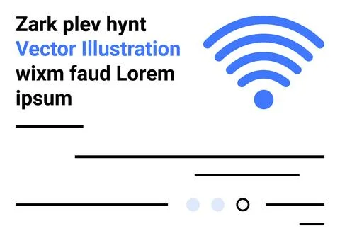 Wireless symbol, bold text, and abstract lines create a modern, tech-themed d Stock Illustration