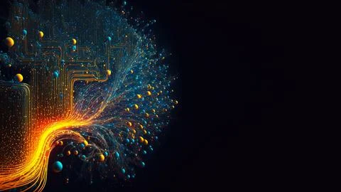 Wireless systems, big data network, crypto global technology abstract illus.. Illustrazione stock