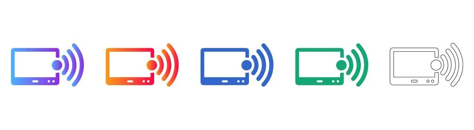 Wireless Tablet Connectivity Icon Set Stock Illustration