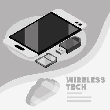 Wireless tech data Illustrazione stock