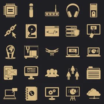 Wireless technologies icons set, simple style Illustrazione stock