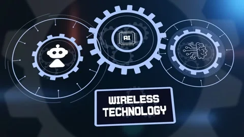 Wireless Technology with AI, Robotics and Network Gears Stock Footage 325790904