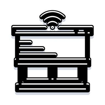 Wireless technology concept on digital screen icon Stock Illustration
