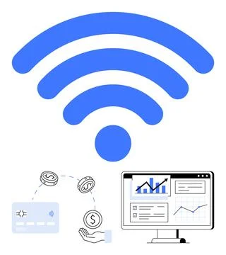 Wireless Technology Enabling Financial Transactions and Data Analytics for .. Stock Illustration