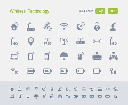 Wireless Technology - Granite Icons Illustrazione stock