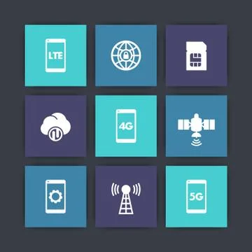 Wireless technology icons, 4g network pictogram, lte, communication, connecti 스톡 일러스트