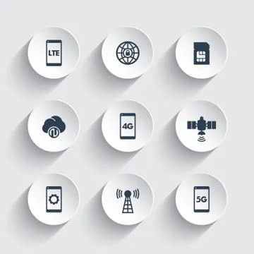 Wireless technology icons, 4g network pictogram, lte icon, mobile communicati 스톡 일러스트
