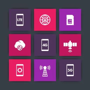 Wireless technology icons, 4g network pictogram, lte icon, mobile communicati 스톡 일러스트