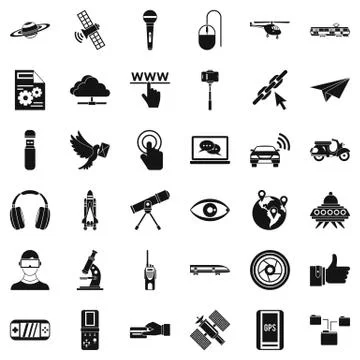 Wireless technology icons set, simple style Illustrazione stock