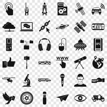 Wireless technology icons set, simple style Stock Illustration