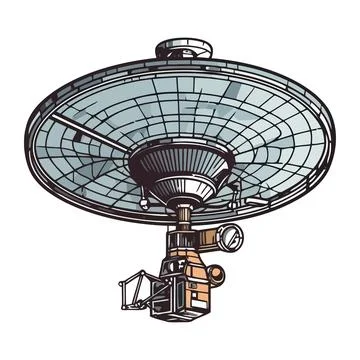 Wireless technology sends radio waves from satellite Stock Illustration