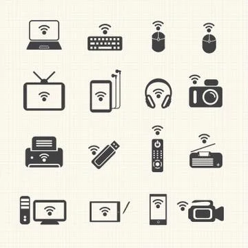 Wireless technology. Wireless equipment. Vector Stock Illustration