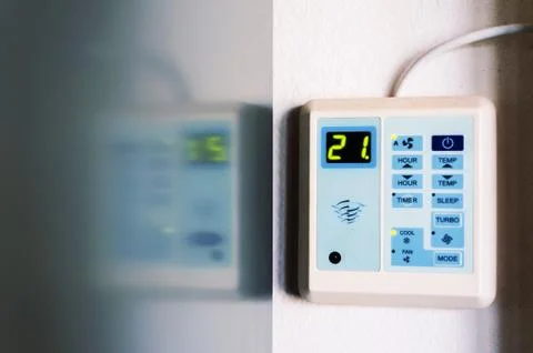 Wireless thermostat for ambient temperature control Stock Photos
