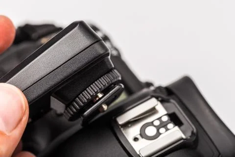 Wireless Trigger, with camera Isolated on White Background. Photographic equi Stock Photos