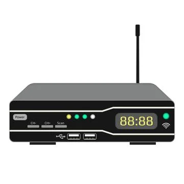 Wireless tv control device isolated on white. Satellite receiver with disp... Stock Photos