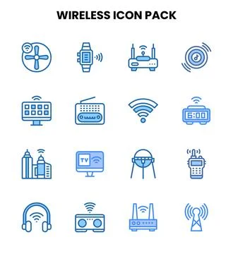 Wireless Two Colour Design Icons Pack Stockillustratie