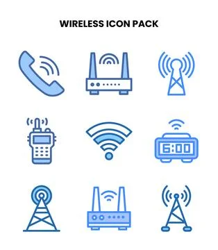 Wireless Two Colour UI Icons Pack 스톡 일러스트