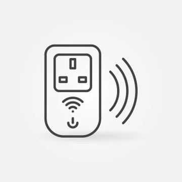 Wireless UK Smart Socket vector concept linear icon Stock Illustration