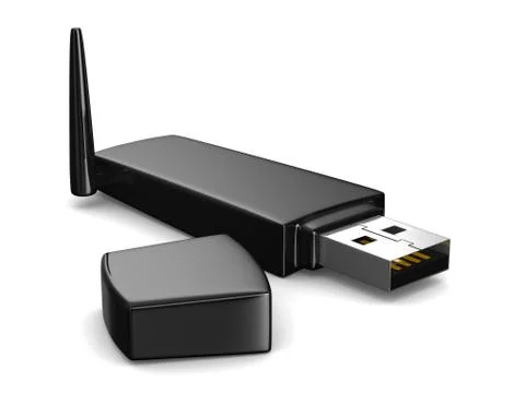 Wireless USB modem on white background. Isolated 3D image Stock Illustration