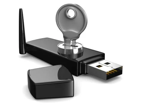 Wireless USB modem on white background. Isolated 3D image Stock Illustration