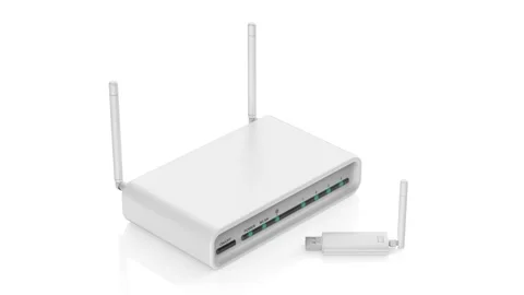 Wireless USB network adapter and router Stock Footage 307227398
