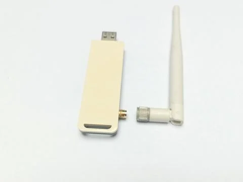 Wireless USB Network Adapter Dongle Component Isolated on White Stock Photos
