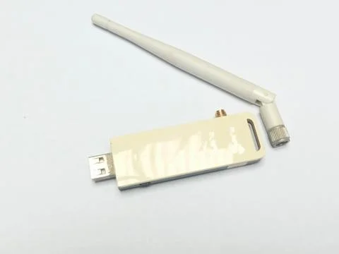 Wireless USB Network Adapter Dongle Component Isolated on White Stock Photos