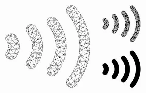 Wireless Vector Mesh Carcass Model and Triangle Mosaic Icon Stock Illustration