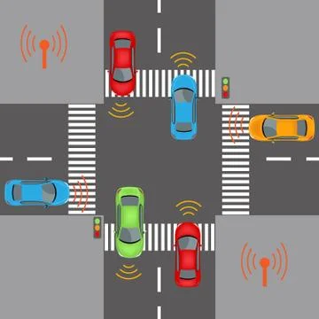 Wireless vehicle communications 库存插图