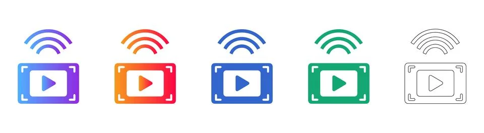 Wireless Video Streaming Icon Set イラスト素材