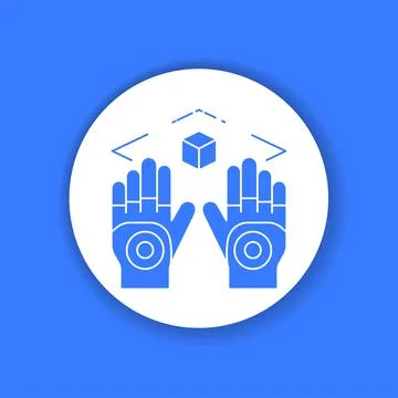 Wireless virtual reality gloves black glyph icon. Virtual reality experience. Stock Illustration