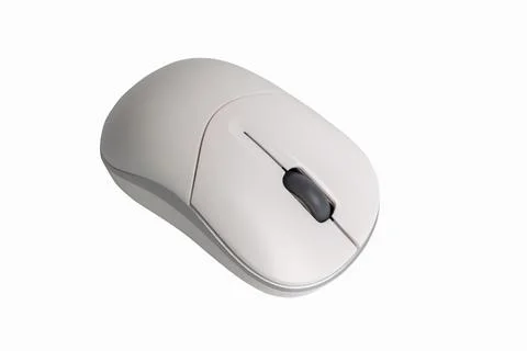 Wireless white computer mouse on white background Stock Photos