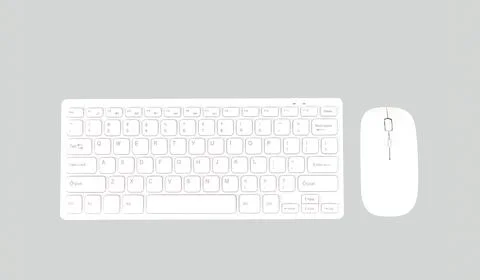 Wireless white mac apple keyboard and mouse Stock Photos