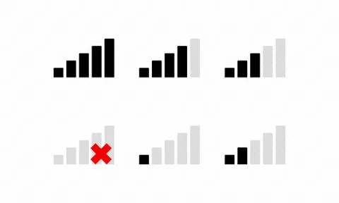 Wireless Wi Fi or mobile network signal icons. Set of vector wi fi icons with Stock Illustration