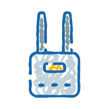 Wireless wi fi router internet connection doodle illustration Stock Illustration