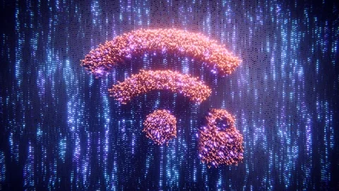Wireless wifi network and user icon in cybersecurity data loop. Stock Footage 347198685
