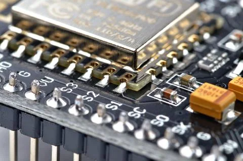 Wireless wifi programmable microcontroller module, electronic small computer for Foto stock