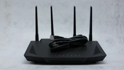 Wireless WIFI Router With Patch Cord On ... | Stock Video | Pond5