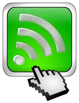 Wireless WiFi Wlan button with cursor Stock Illustration
