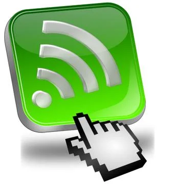 Wireless WiFi Wlan button with cursor Stock Illustration