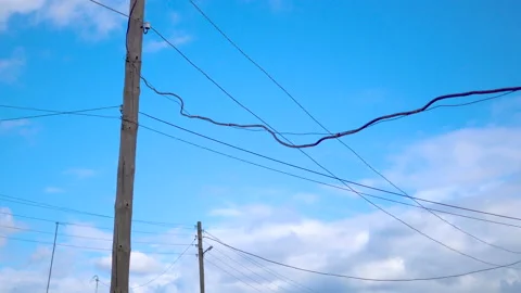 Wires against the background of clouds. Video stock 89531586