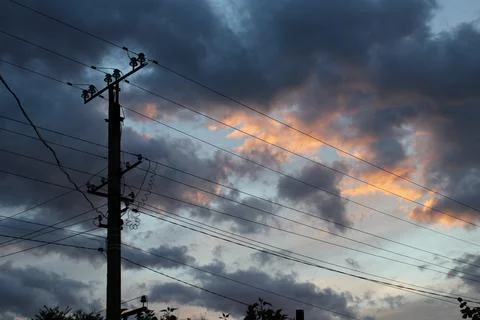 Wires and clouds Stock Photos