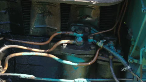 The wires and screw of the old engine in Estonia Vídeo Stock 209766305